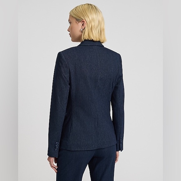 Express Editor Denim-Look Tailored Blazer NWT Medium Chic Polished Style $148 - Picture 4 of 10